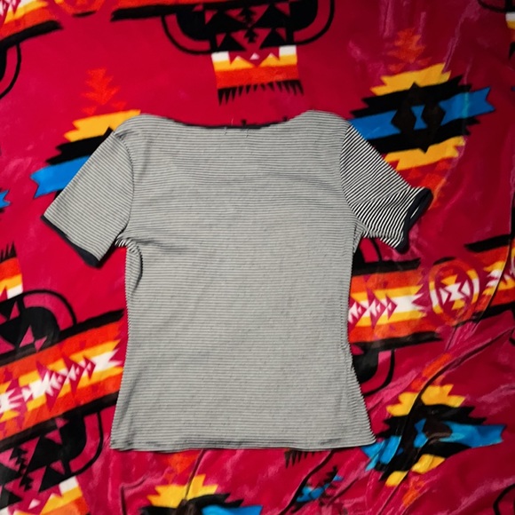 Dark blue and white striped T-shirt - Picture 2 of 2